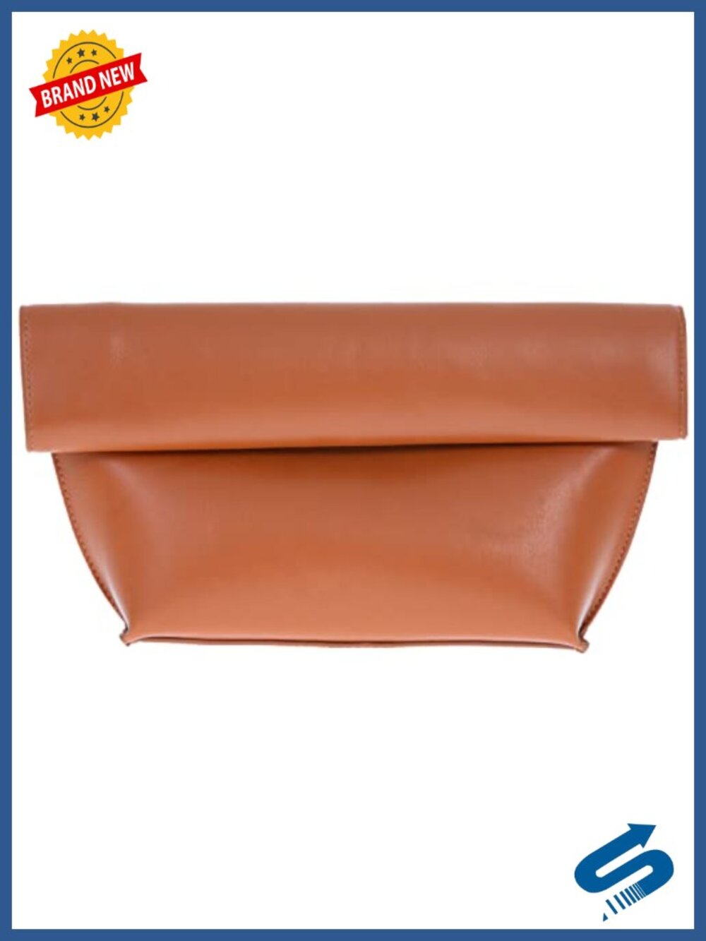 Faux Leather Oversize Foldover Clutch Crossbody Chain